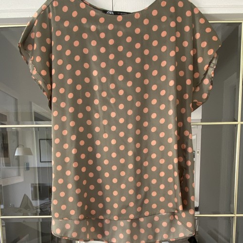 Zara women grey pink polka - zara,