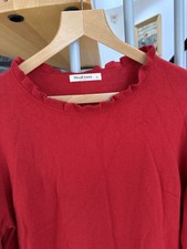 Woolovers Jumper Frill Neck Womens (L) Pillar box red 