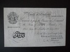 White Fiver £5 Banknote  LK