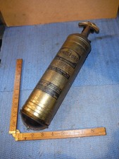 VINTAGE KINGSFORD BRASS FIRE EXTINGUISHER 1940S CAR GARAGE TOOL WITH BRACKET