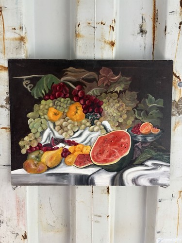 Naive fruit bowl - fruit, painting