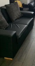 Nabru Faux Black Leather 2 Seater Modular Sofa