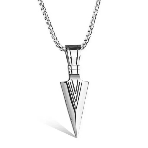 Arrow head silver pendant - silver,