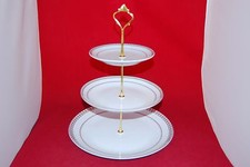 SWAN Elegant 3 tier Cake Stand in White and Gilt.
