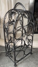 Decorative Wrought Iron 7 Bottle Wine Rack Drink Storage Floor Standing