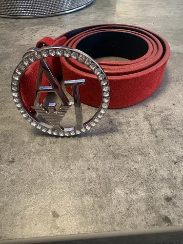 Red diamanté armani belt - diamanté,