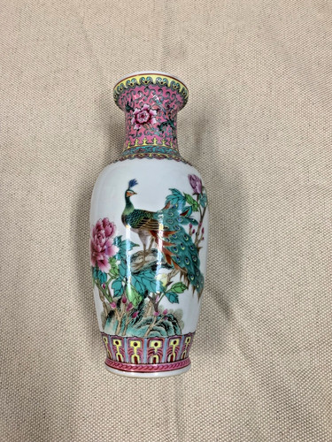 Chinese porcelain vase peacock - porcelain,