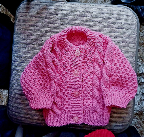 Aran pink baby cardigan - aran,