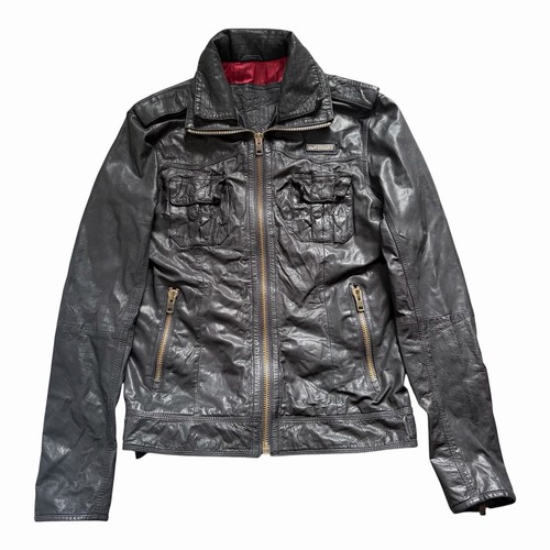 Superdry leather jacket - leather, m
