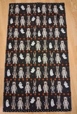 New NEXT Bertie Bear & Rosie Rabbit Black Halloween Hand Towel Skeleton ghosts 