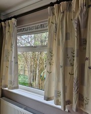 Curtains Set 4 Floral Cream
