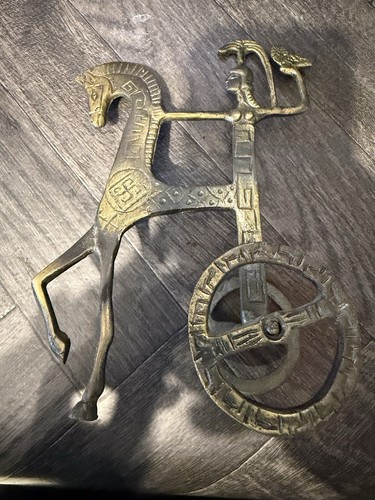 Brass etruscan horse - brass, chariot