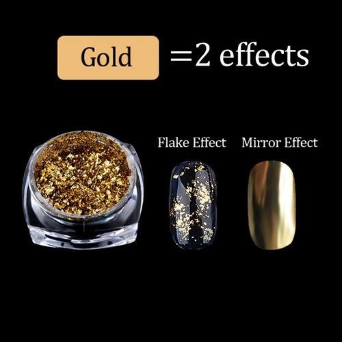 Nail flakes gold silver - nail,
