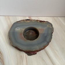 Teal Agate Slice Microcrystalline Quartz Tealight Candle Holder Home Decor