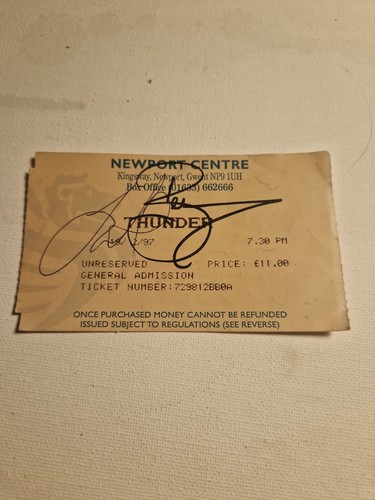 Thunder hand signed ticket - hand,