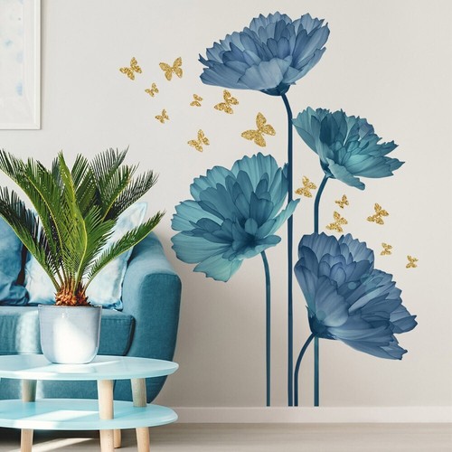 Large blue flowers wall - large,