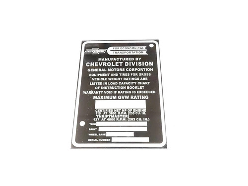 Data plate fits vintage - plate,