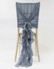 Dusty Blue Ruffle Chair Covers