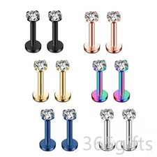 Pair 3MM CZ Surgical Steel