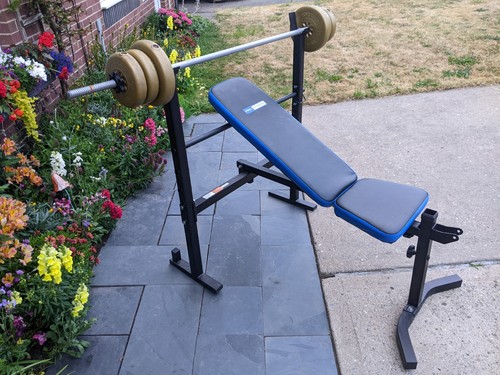 Folding barbell bench with - barbell,