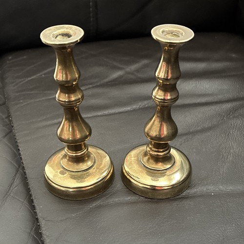 Pair brass candlesticks - pair,