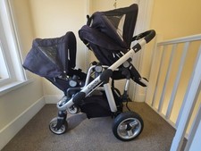 iCandy Apple 2 Pear Double Pushchair Pram In Good Condition Black