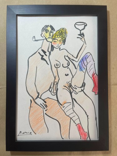 Pablo picasso drawing framed - drawing,