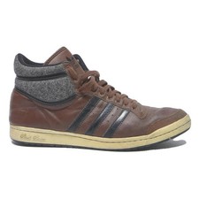ADIDAS Sleek Series Mens Brown Black Leather High Top Trainers UK 7.5 Retro