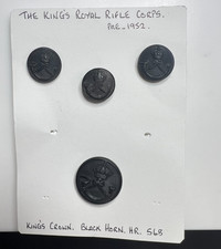 4 WW2 & Earlier Kings Royal Rifle Corps Composite button 3 x 16mm 1 x 23 mm