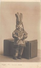 Young Boy wearing Indian Suit Children Early Portrait Studio postcard TRIMMED