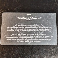 Techno Marine diamond certification card