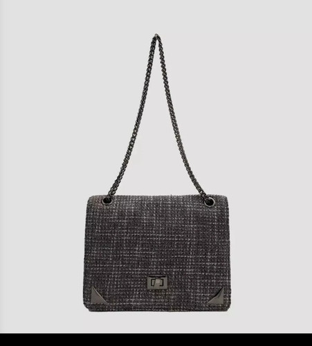 Zara grey tweed small shoulder - zara,