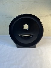 Trentham Pottery black satin circular flower vase C 1960 retro vintage