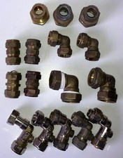 Brass Compression Fittings, 22mm & 15mm Elbows, Couplings, Reducers, Tap Conns