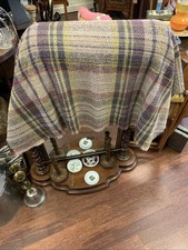 100% Wool Small Fringe Multicoloured Check Lap Shawl - Fawn, Heather, Lemon