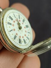  Antique Victorian Silver Ladies Fob Pocket Watch Inlaid Rose Gold - Non Runner