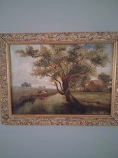 Original Framed OIL Painting Country Scene By M.Brown.