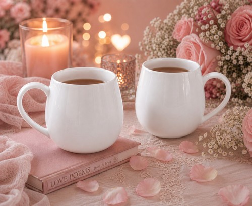 White hug mugs set bone - 2,