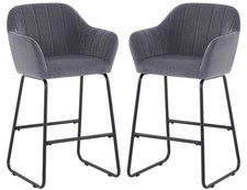 Grey velvet fixed height Bar
