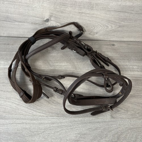 Brown leather pony bridle with - brown,