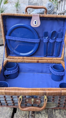 Vintage wicker picnic hamper - vintage,