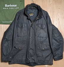 Barbour Sapper Wax Waterproof Black Biker Quilt Country Hooded Jacket Coat XL 