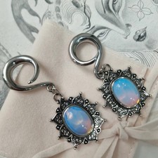 Opalite Silver Ear Weights