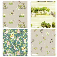 Country Walk Fabric 100% Cotton Debbie Shore 112cm #2967 Rabbits Flowers Trees