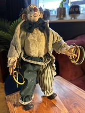 Vintage Circus Clown with Hoops Figurine 33cm Collectible Display Doll
