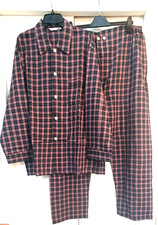 DEREK ROSE LONDON 2 Piece Brushed Cotton Pyjama Set - Navy/Pink Plaid XXL/46