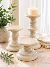 Set Of 3 Vintage Beige Candle