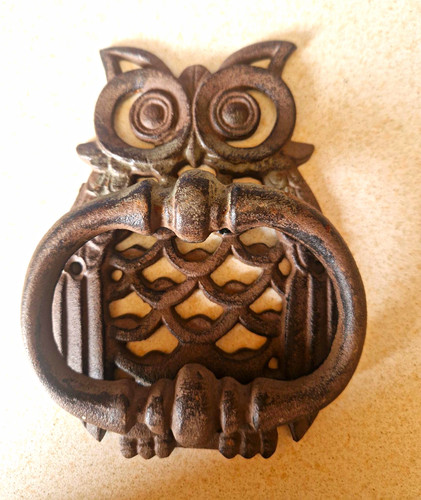 Cast iron owl door - door, knocker
