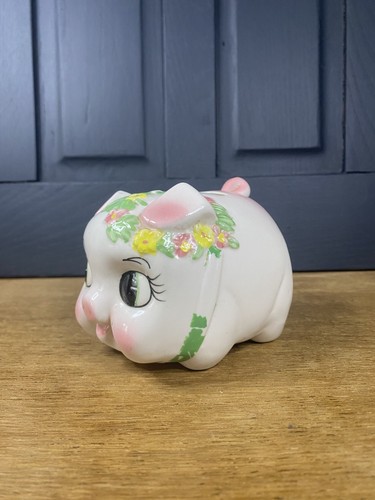 Vintage ceramic floral - vintage, pig