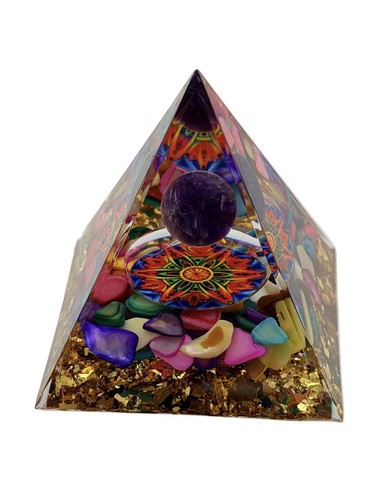Resin pyramid with purple - pyramid,